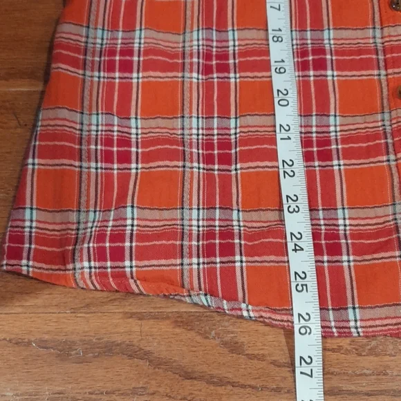 Dickies Orange Red Plaid Flannel Button Down Shirt Women’s Size L - Picture 10 of 11